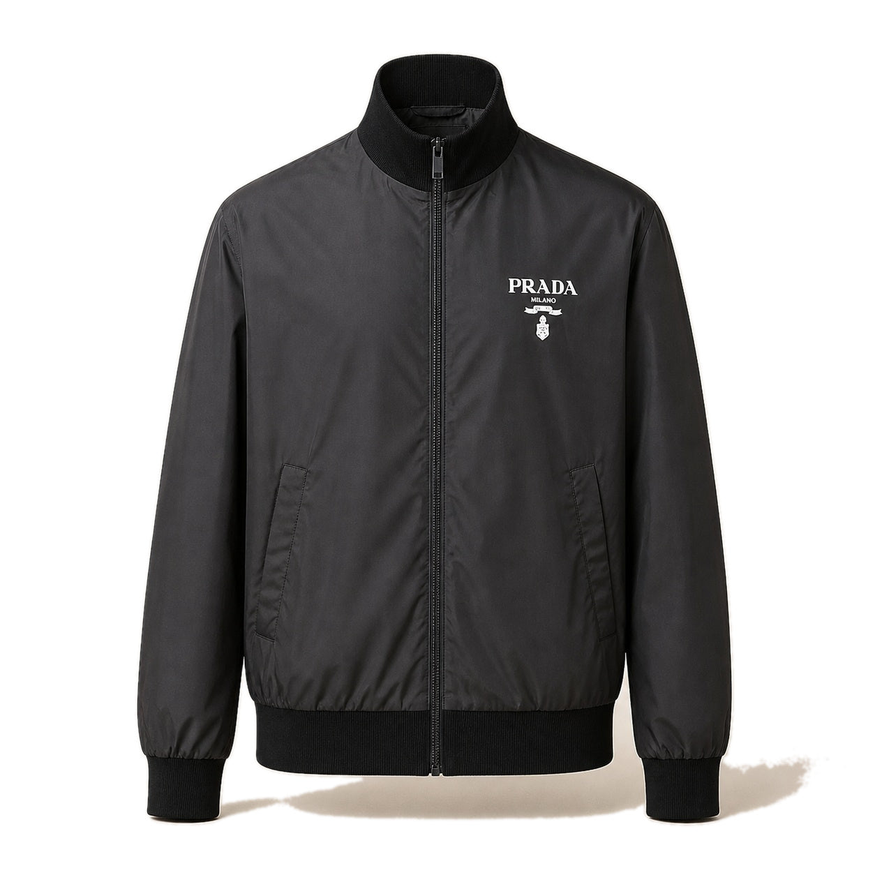 Logo Nylon Bomber Jacket – Black