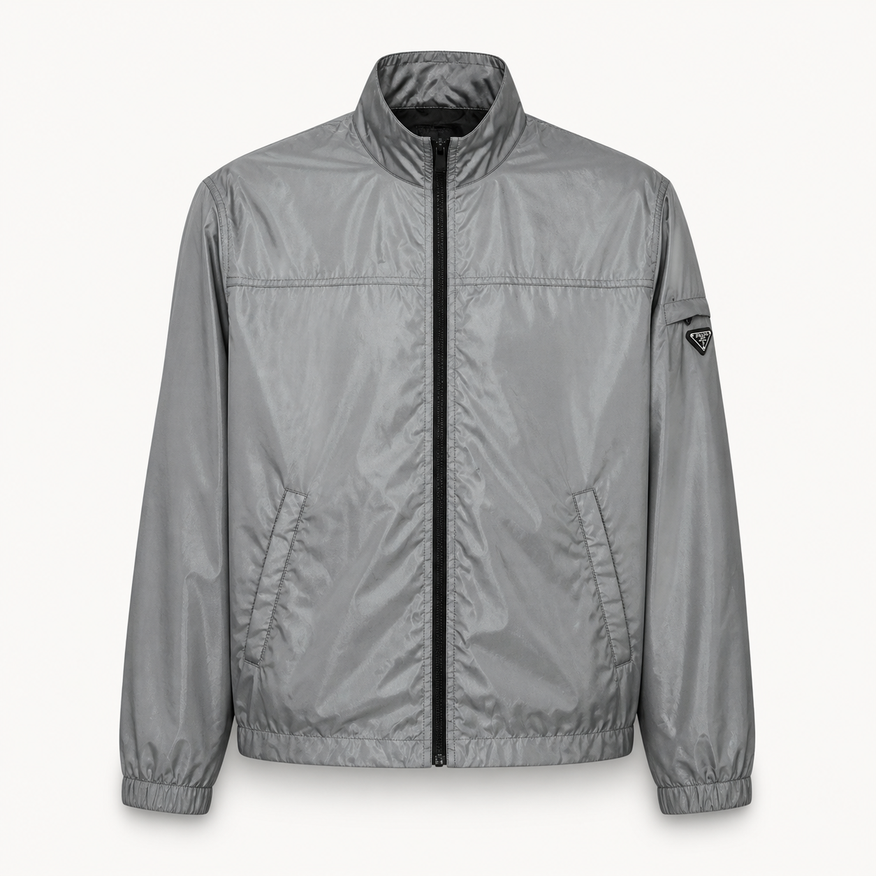 Lightweight Technical Nylon Windbreaker Jacket – Silver Grey