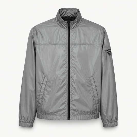 Lightweight Technical Nylon Windbreaker Jacket – Silver Grey