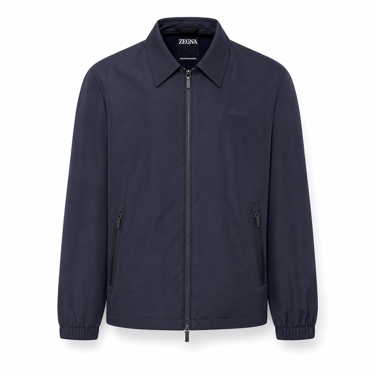 Tonal-Logo Zip Shirt Jacket – Navy
