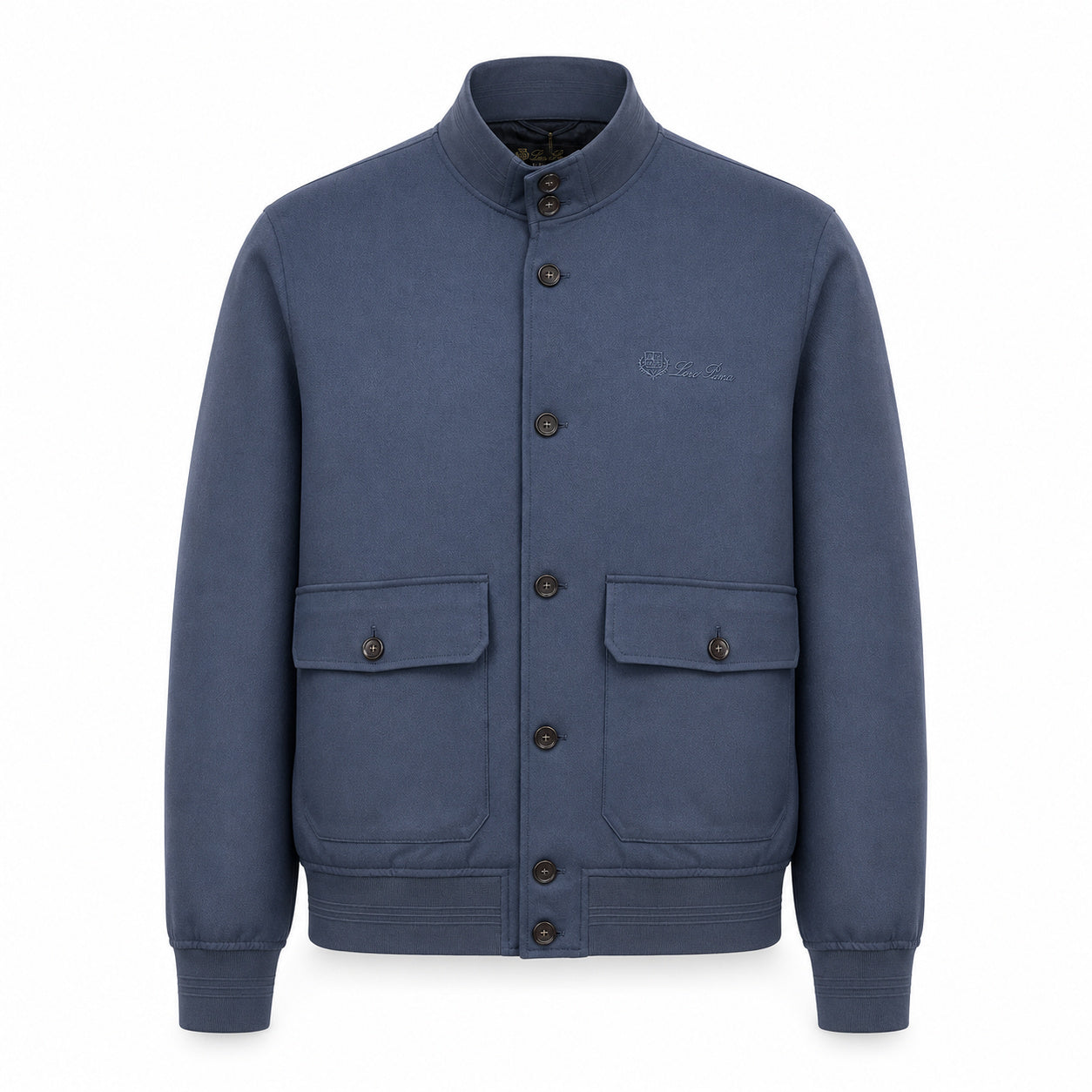 Button-Front Bomber Jacket – Dusty Blue