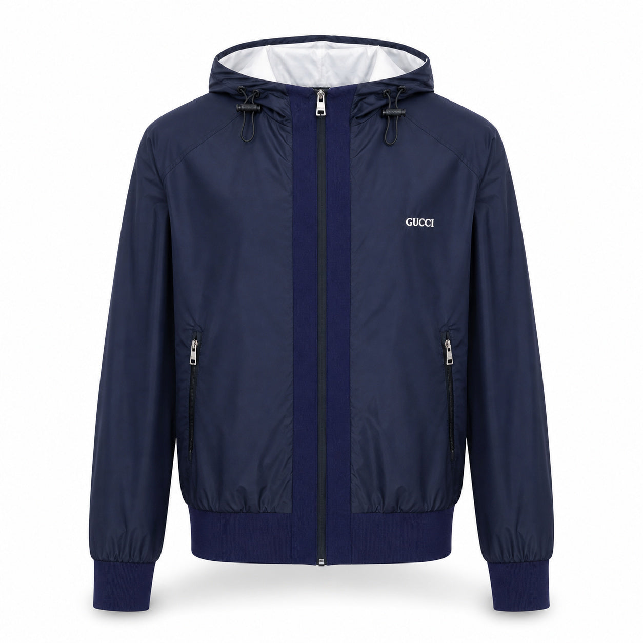 Hooded Technical Zip Jacket – Midnight Navy