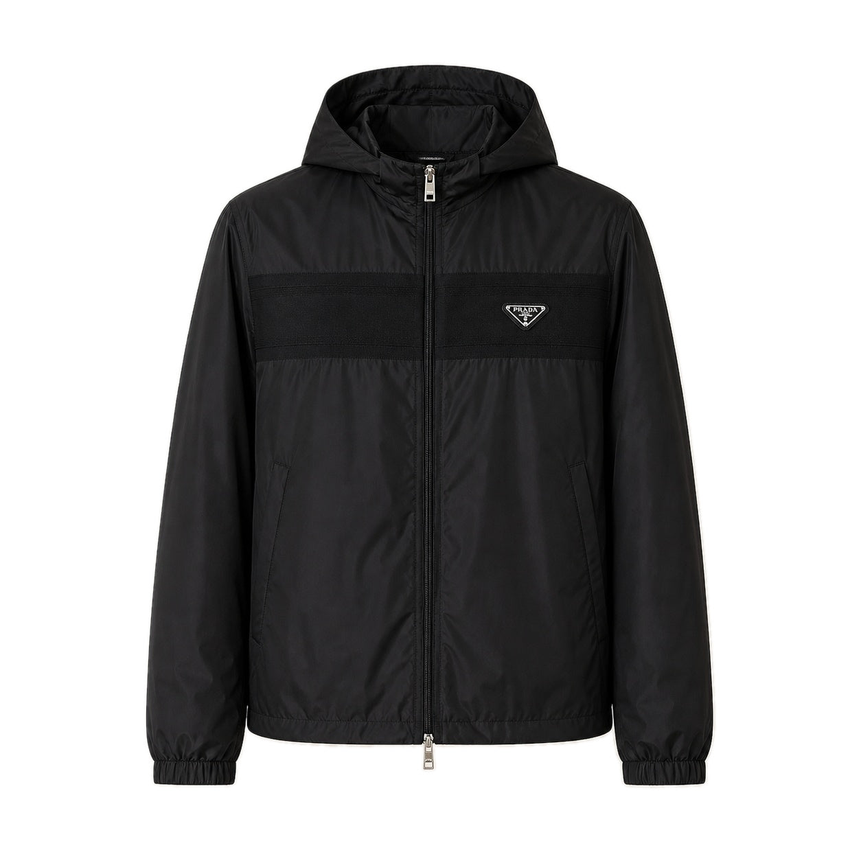 Re-Nylon Hooded Panel Windbreaker Jacket – Black