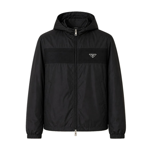 Re-Nylon Hooded Panel Windbreaker Jacket – Black