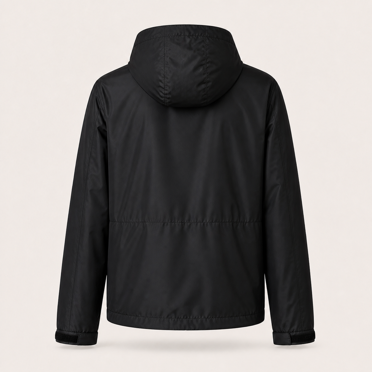 Hooded Nylon Windbreaker Jacket – Black