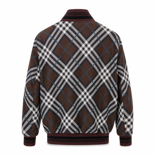 Check Bomber Jacket – Espresso Brown