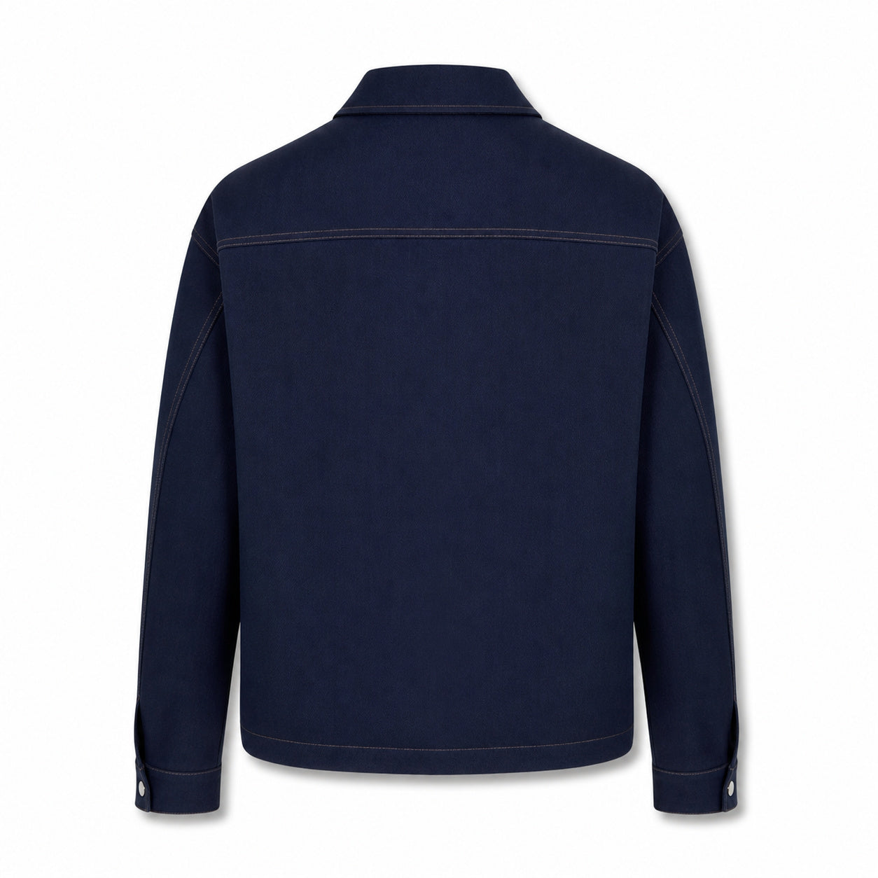 Cannage-Lined Collared Zip Jacket – Navy