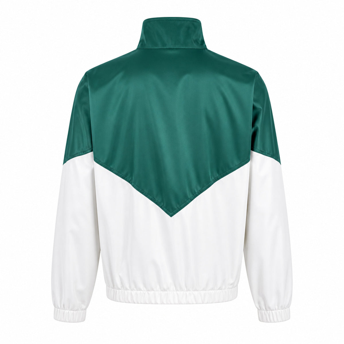 Colour-Block Logo Zip Jacket – Emerald Green/White