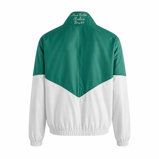 Varsity Colour-Block Windbreaker – Emerald/White
