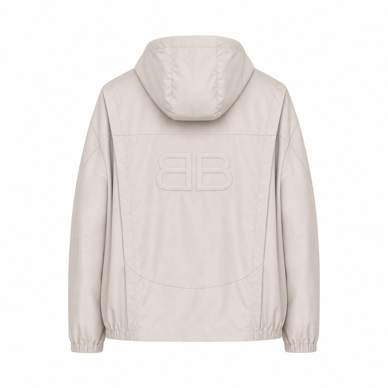 Logo-Back Hooded Windbreaker – Pearl Grey