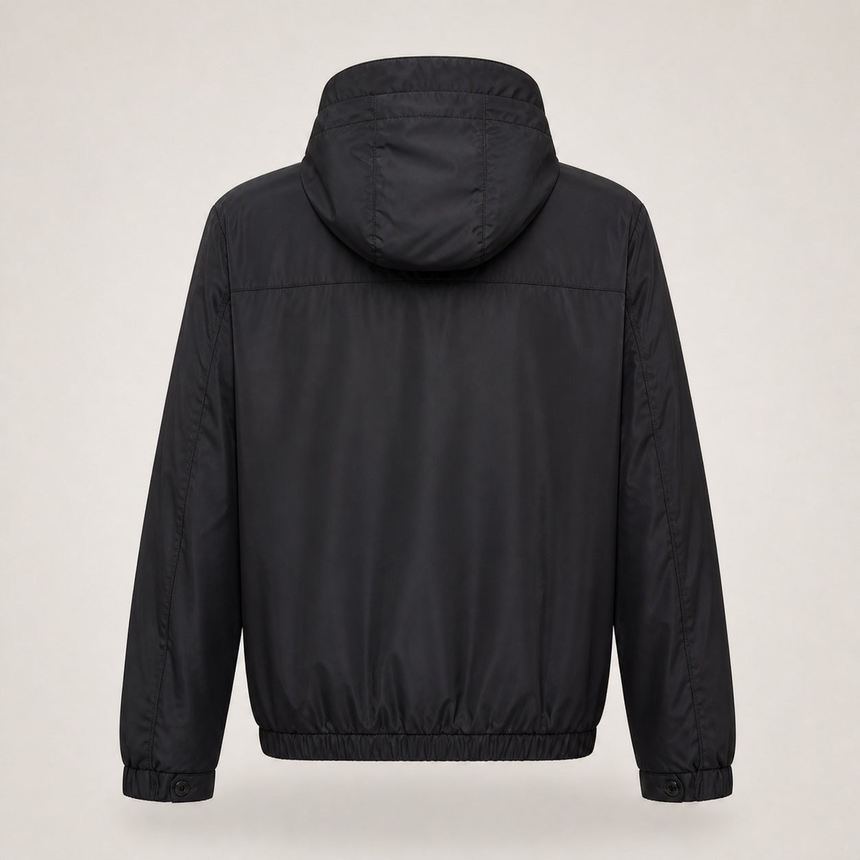 Triangle-Logo Hooded Nylon Jacket – Black