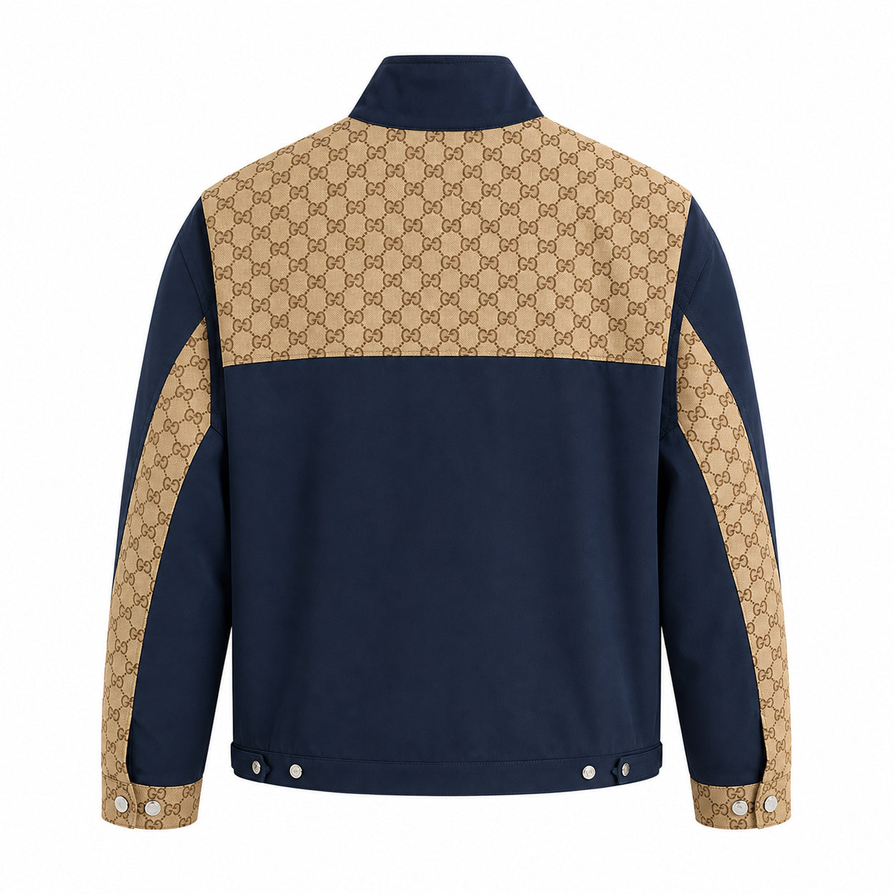 GG Canvas Panel Bomber – Navy/Tan