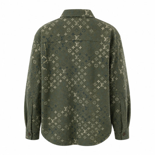 Monogram Jacquard Shirt Jacket – Olive