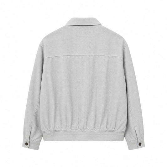Textured Button Jacket – Pearl Grey