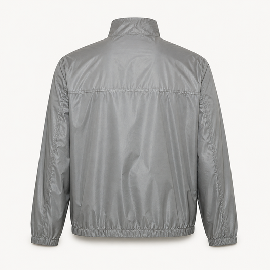 Lightweight Technical Nylon Windbreaker Jacket – Silver Grey