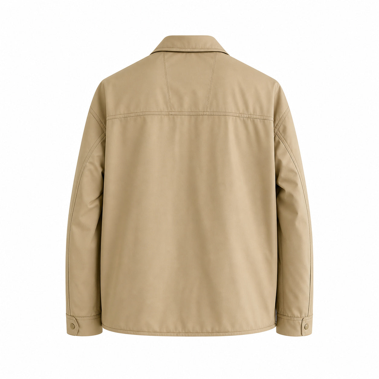 Check-Lined Utility Jacket – Sand Beige
