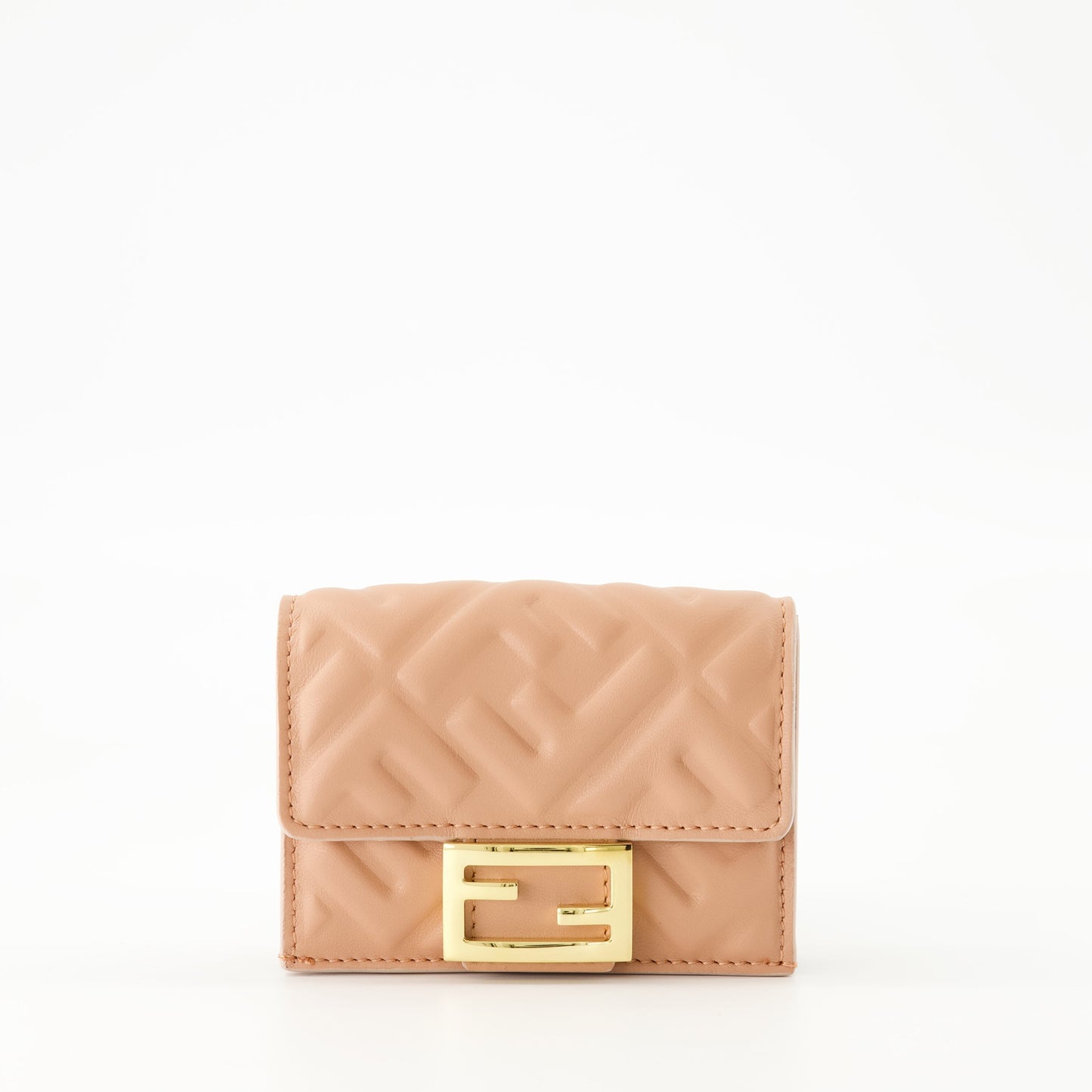 Embossed Leather Card Holder Wallet – Nude