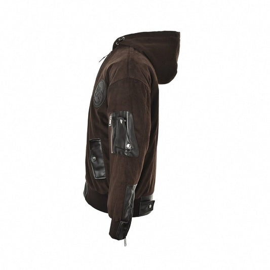 Embossed Equestrian Knight Panel Hooded Jacket