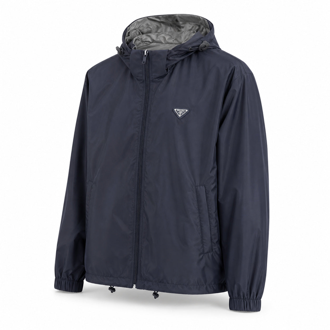 Reversible Technical Hooded Windbreaker – Navy/Grey