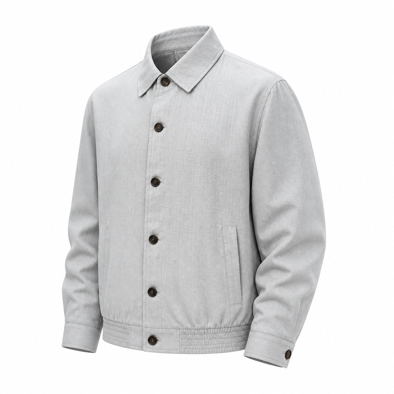 Textured Button Jacket – Pearl Grey
