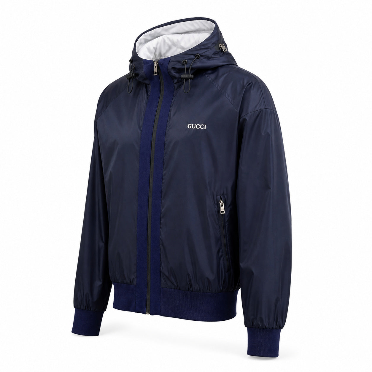 Hooded Technical Zip Jacket – Midnight Navy