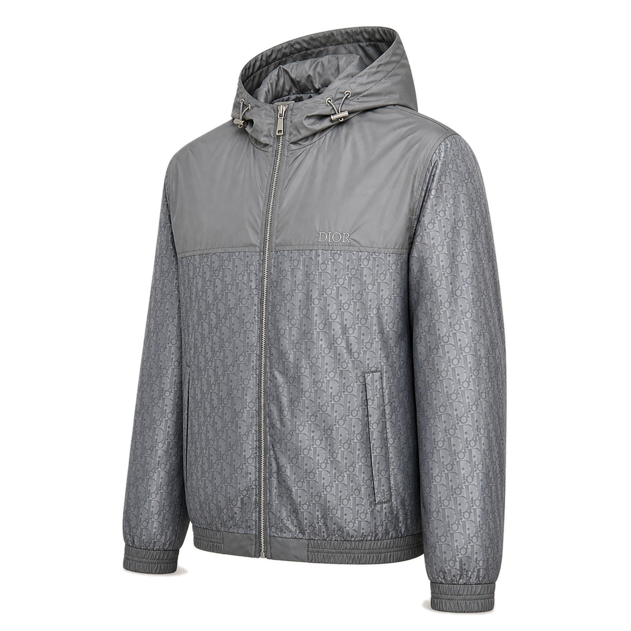 Oblique Technical Hooded Windbreaker – Grey