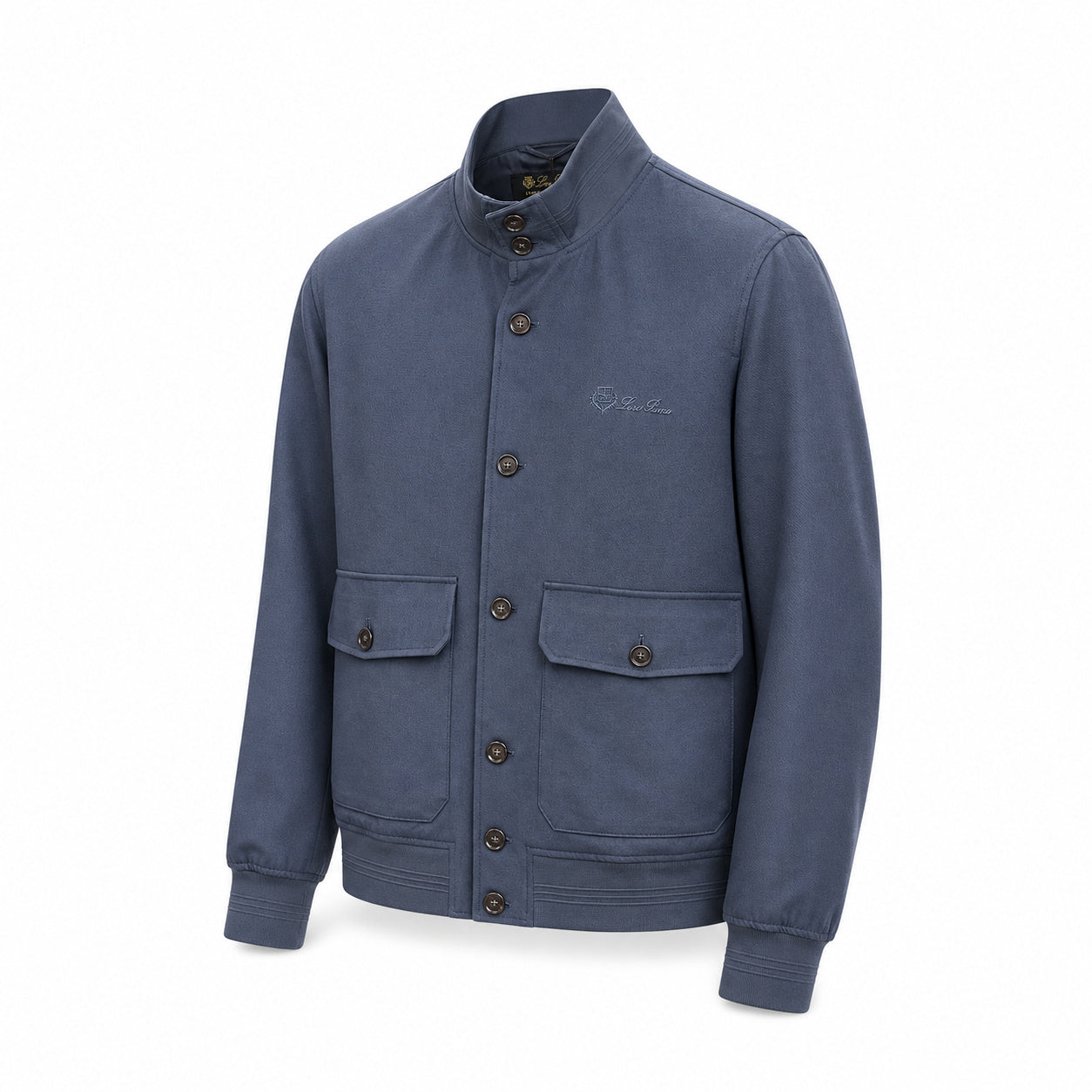 Button-Front Bomber Jacket – Dusty Blue
