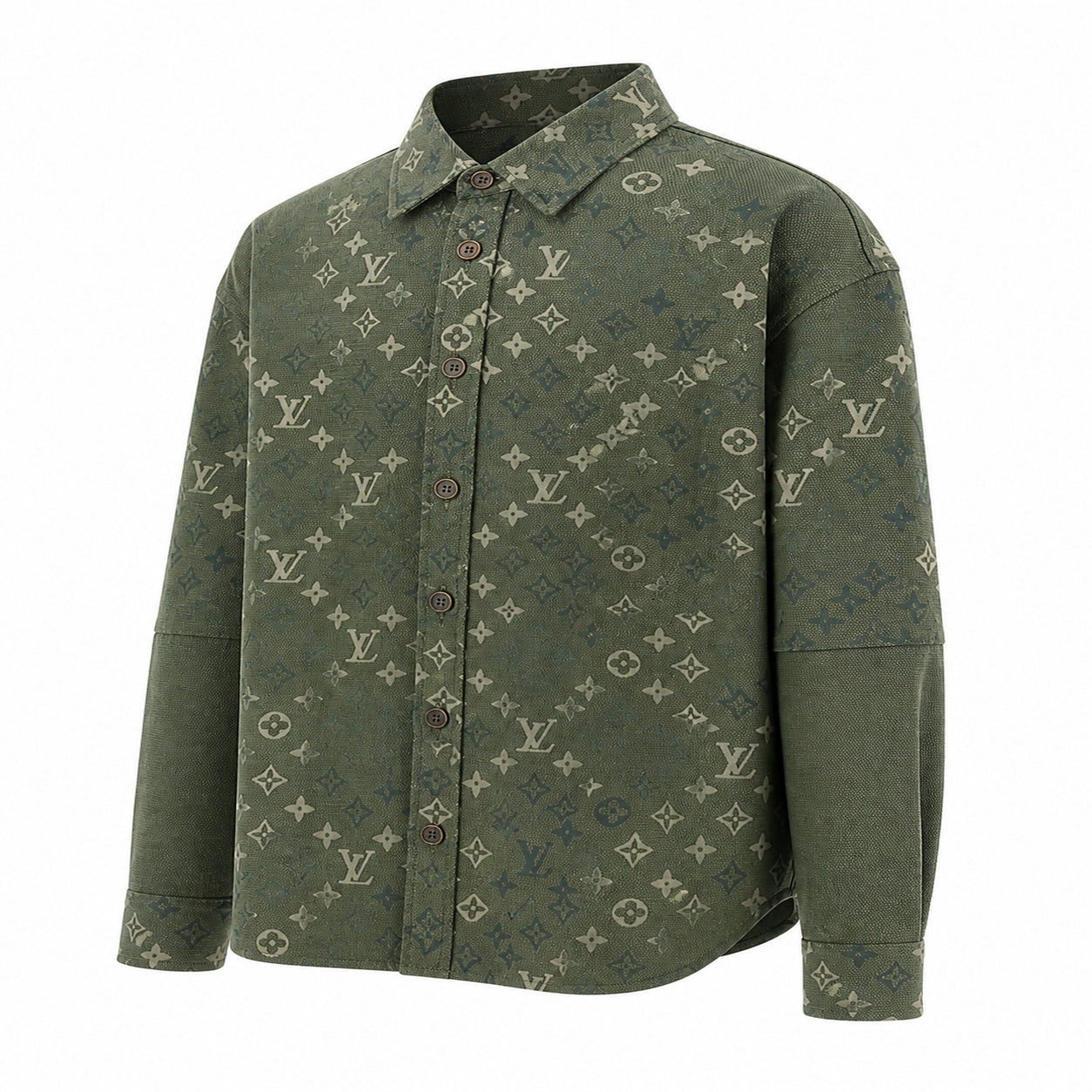 Monogram Jacquard Shirt Jacket – Olive