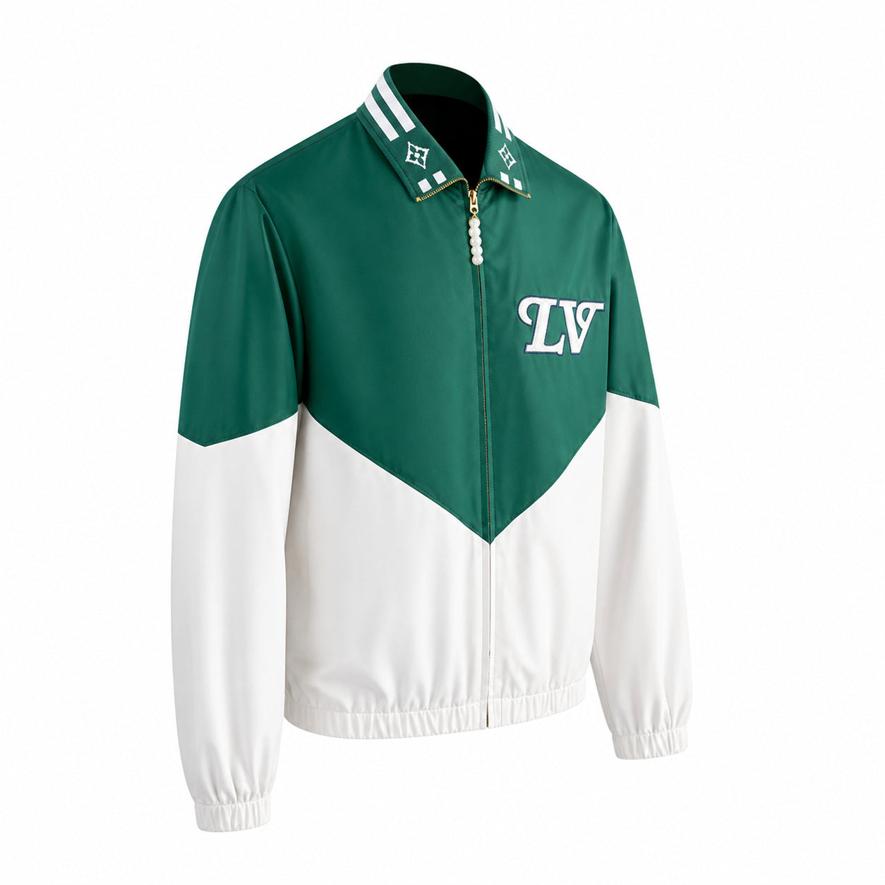 Varsity Colour-Block Windbreaker – Emerald/White