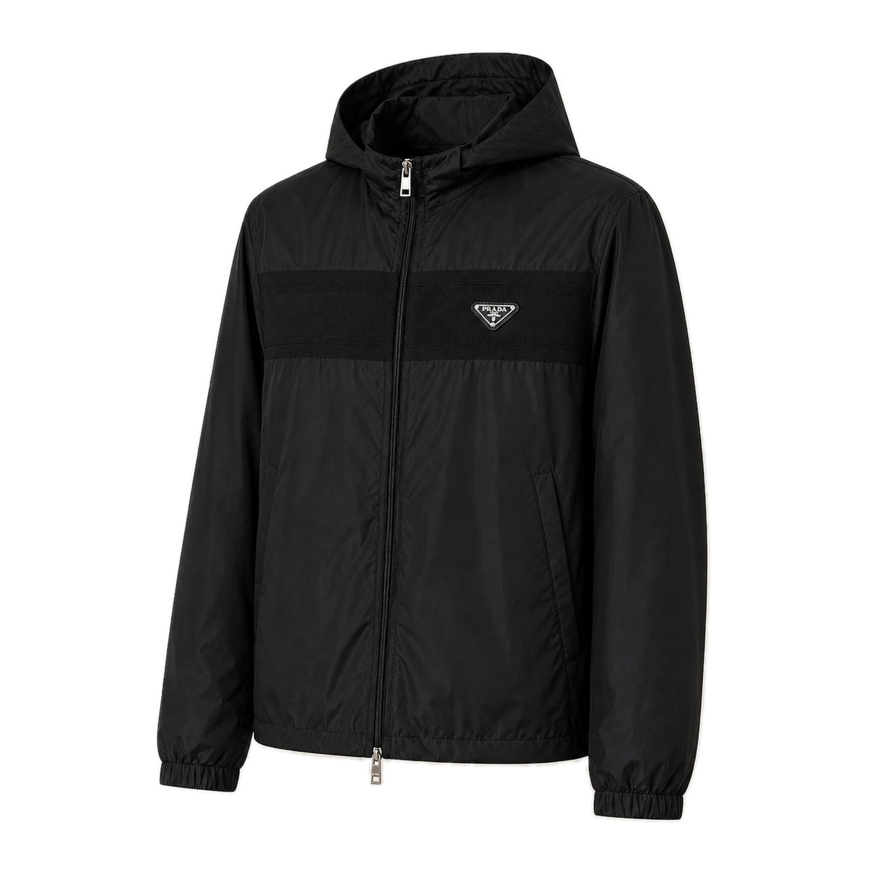 Re-Nylon Hooded Panel Windbreaker Jacket – Black