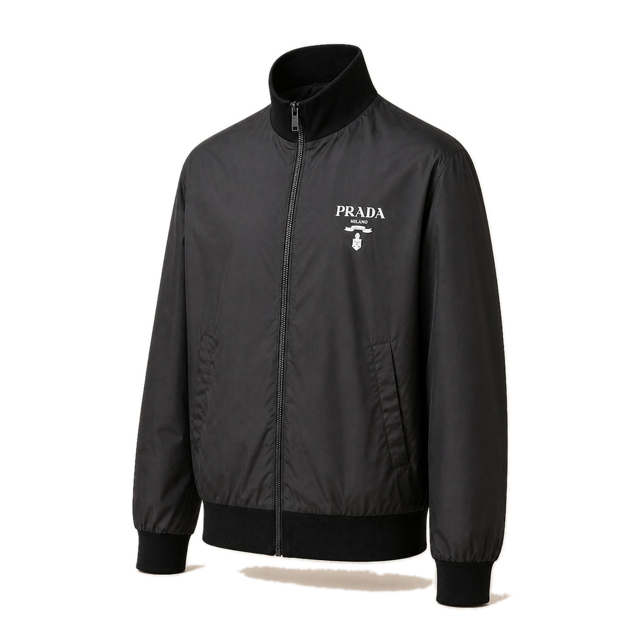 Logo Nylon Bomber Jacket – Black