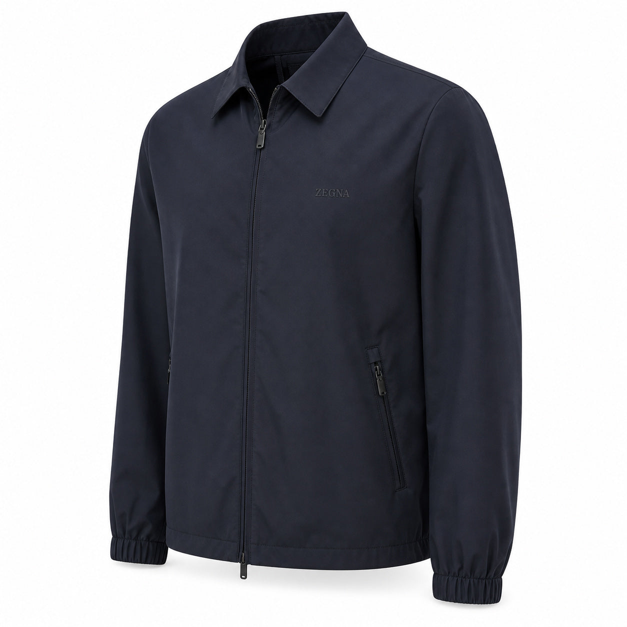 Tonal-Logo Zip Shirt Jacket – Navy