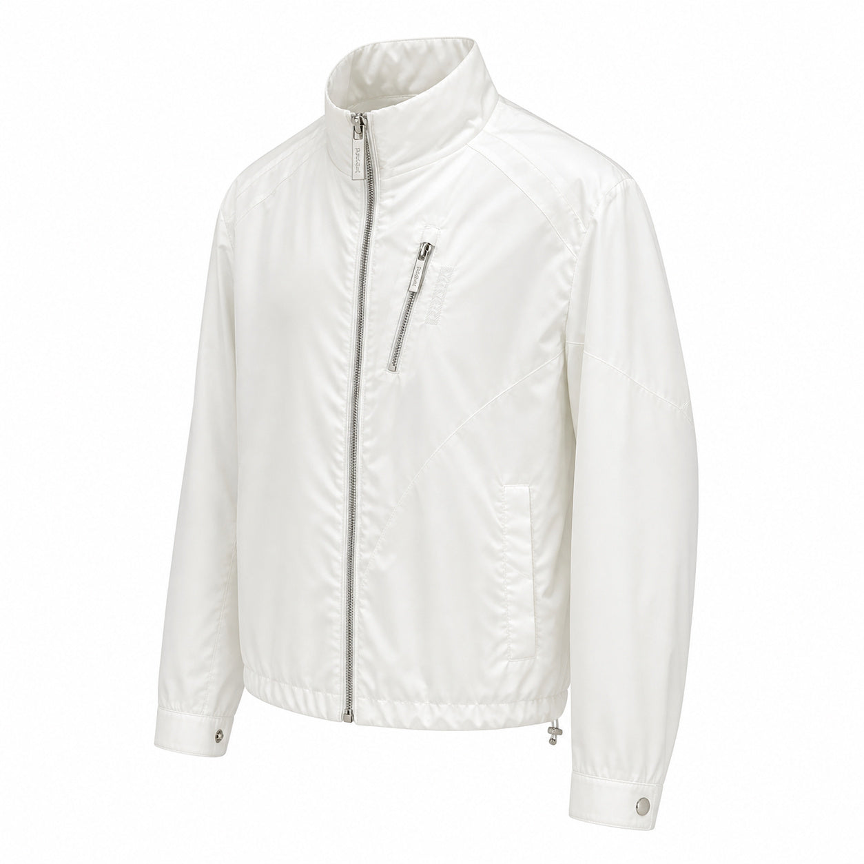 Zip-Pocket Nylon Bomber Jacket – Ivory