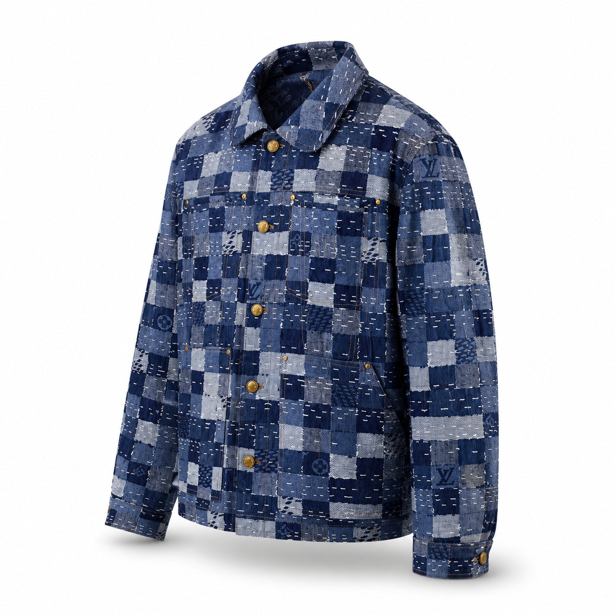 Patchwork Jacquard Shirt Jacket – Blue