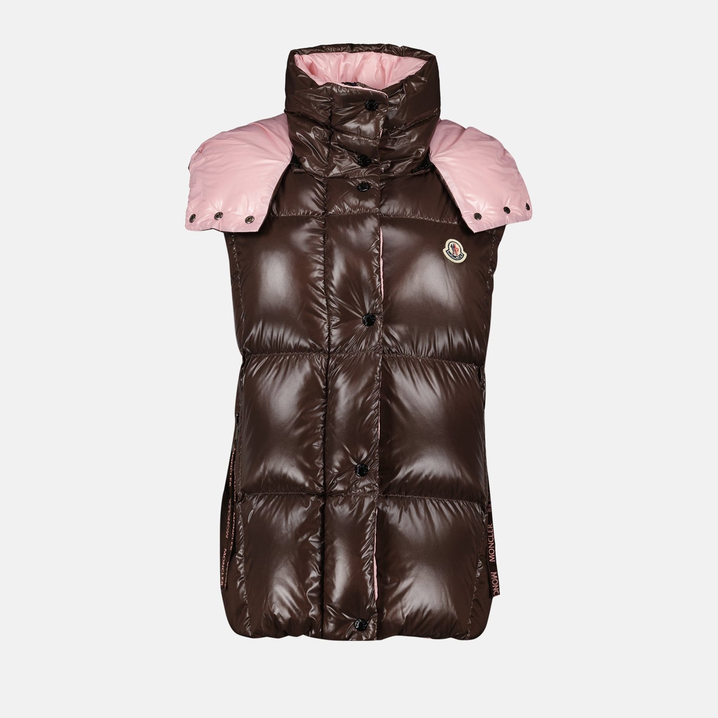 Brown & Pink Hooded Puffer Vest