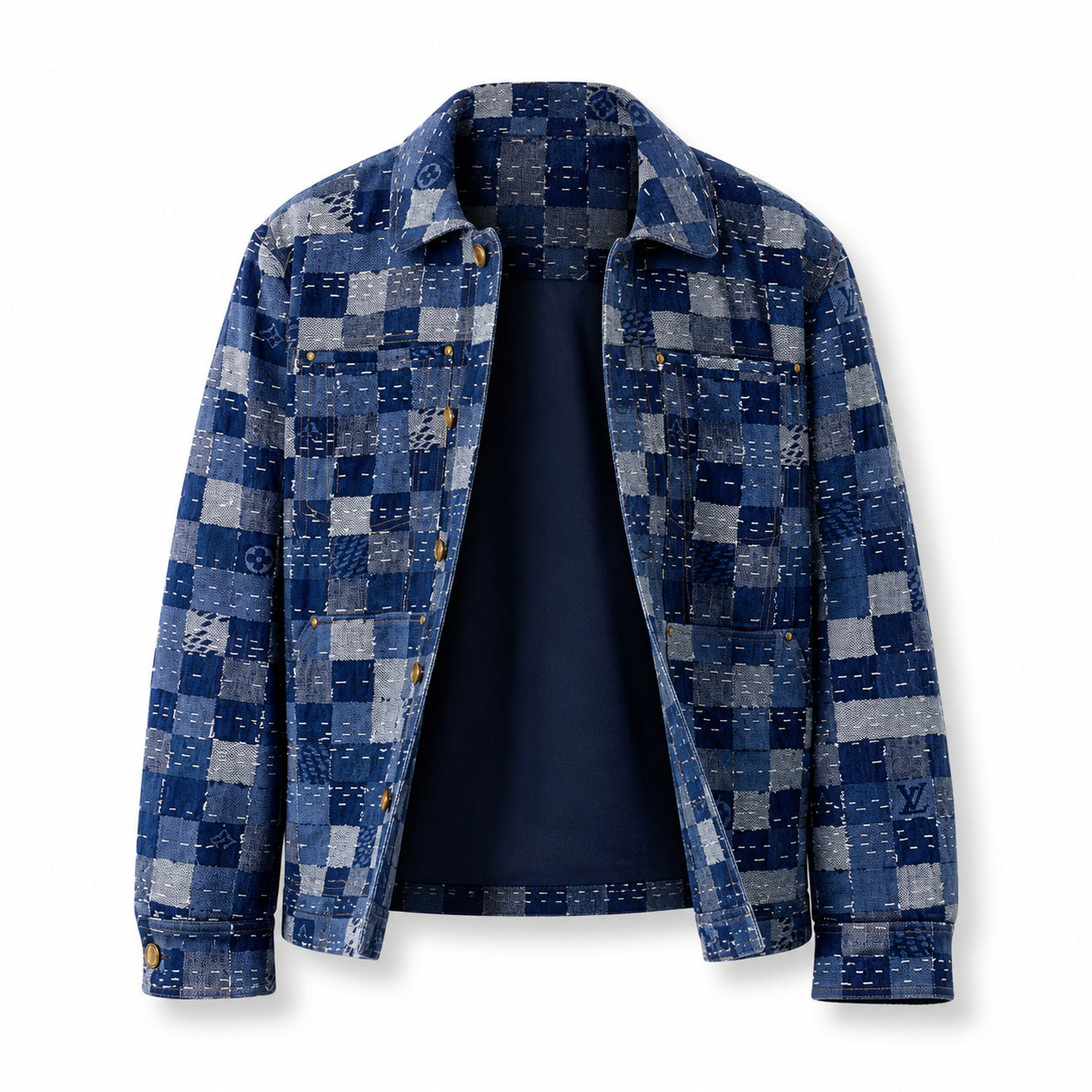 Patchwork Jacquard Shirt Jacket – Blue