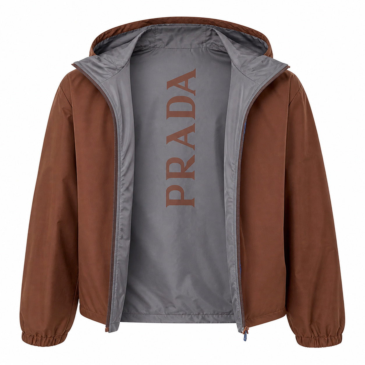 Reversible Hooded Windbreaker – Chestnut/Grey
