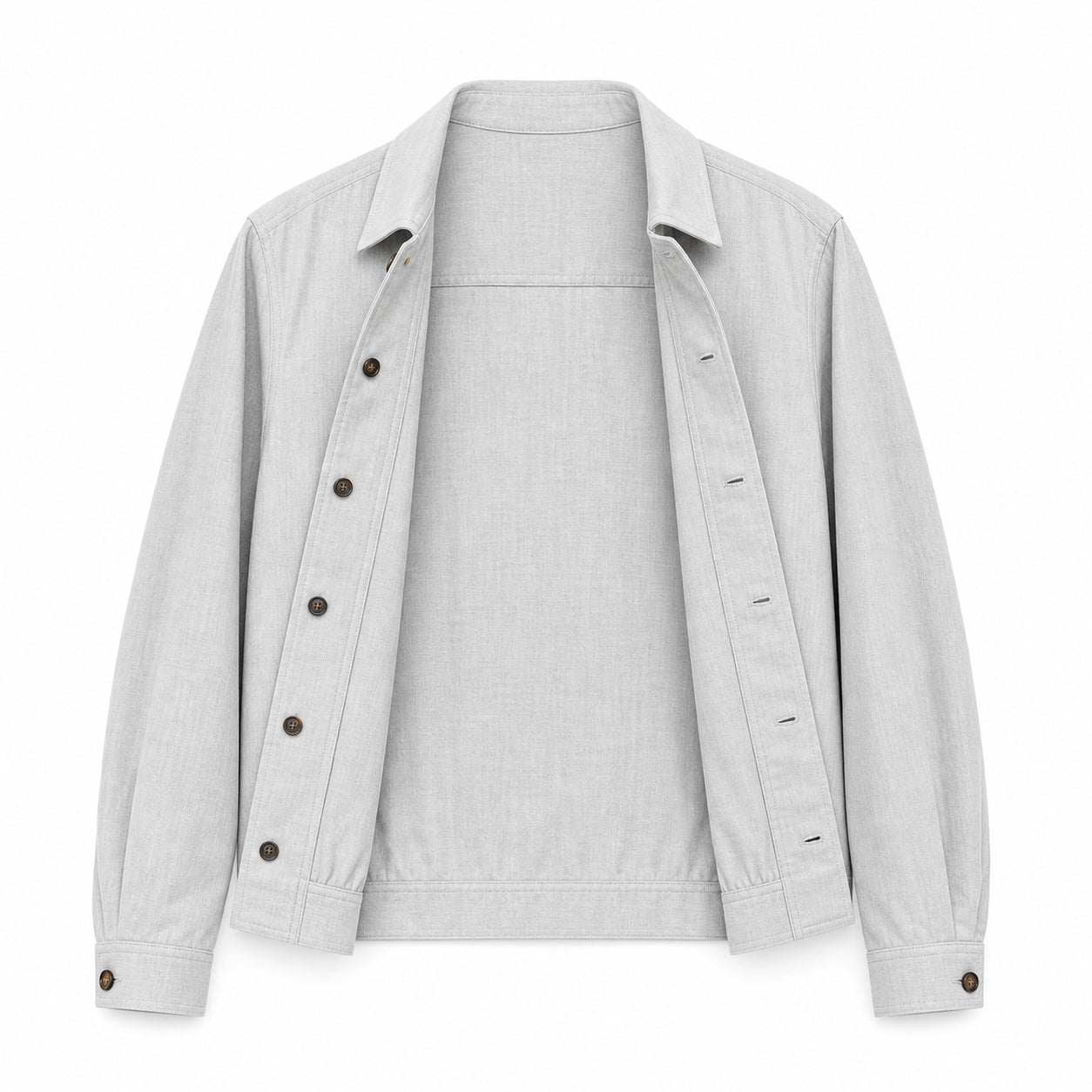 Textured Button Jacket – Pearl Grey