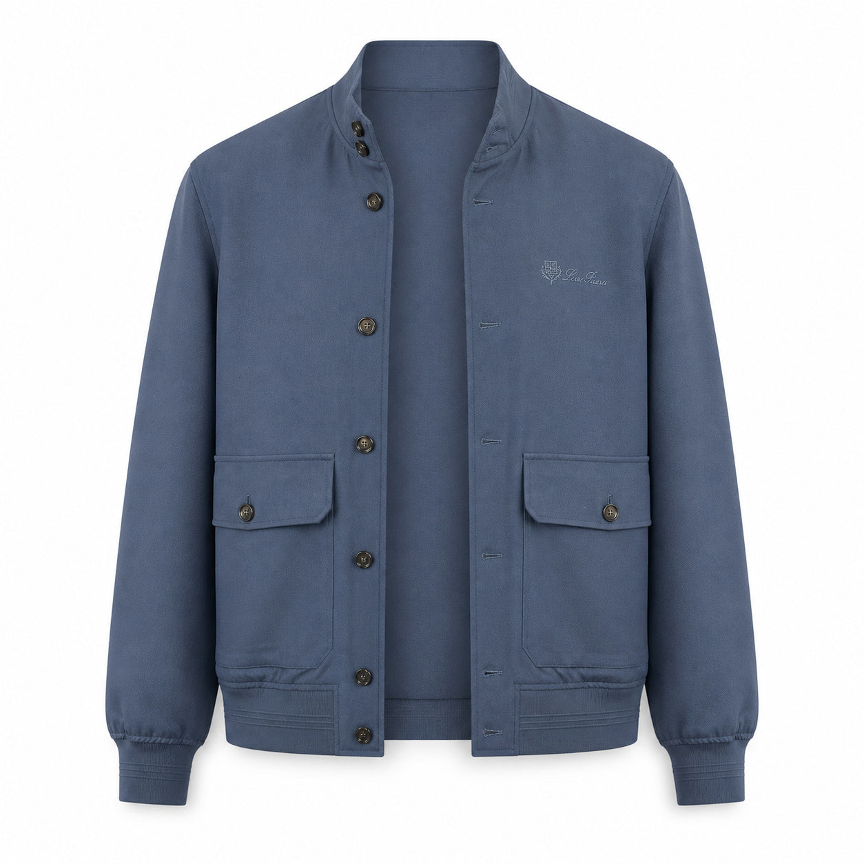 Button-Front Bomber Jacket – Dusty Blue