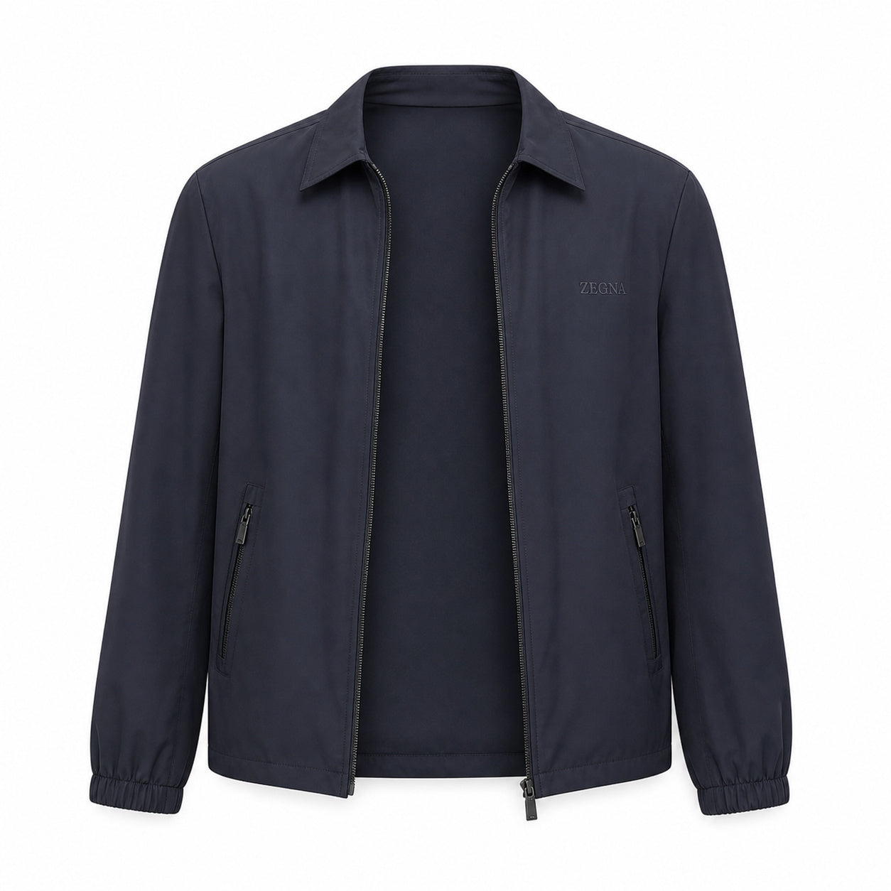 Tonal-Logo Zip Shirt Jacket – Navy