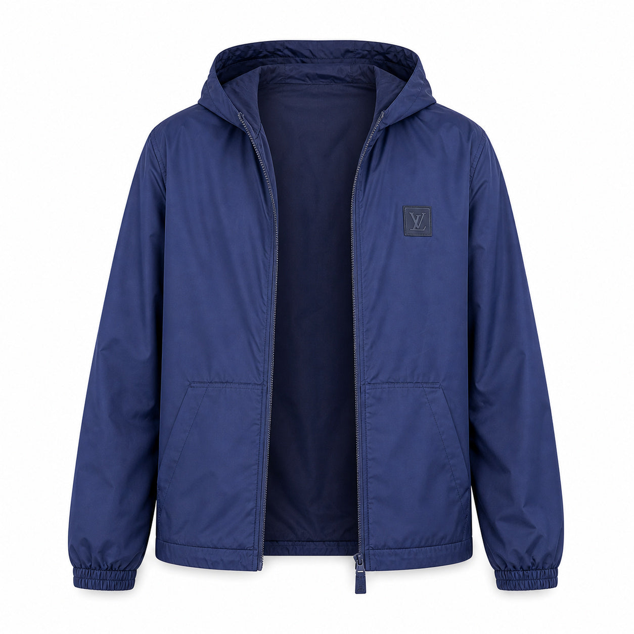 Square-Logo Hooded Windbreaker – Cobalt Blue