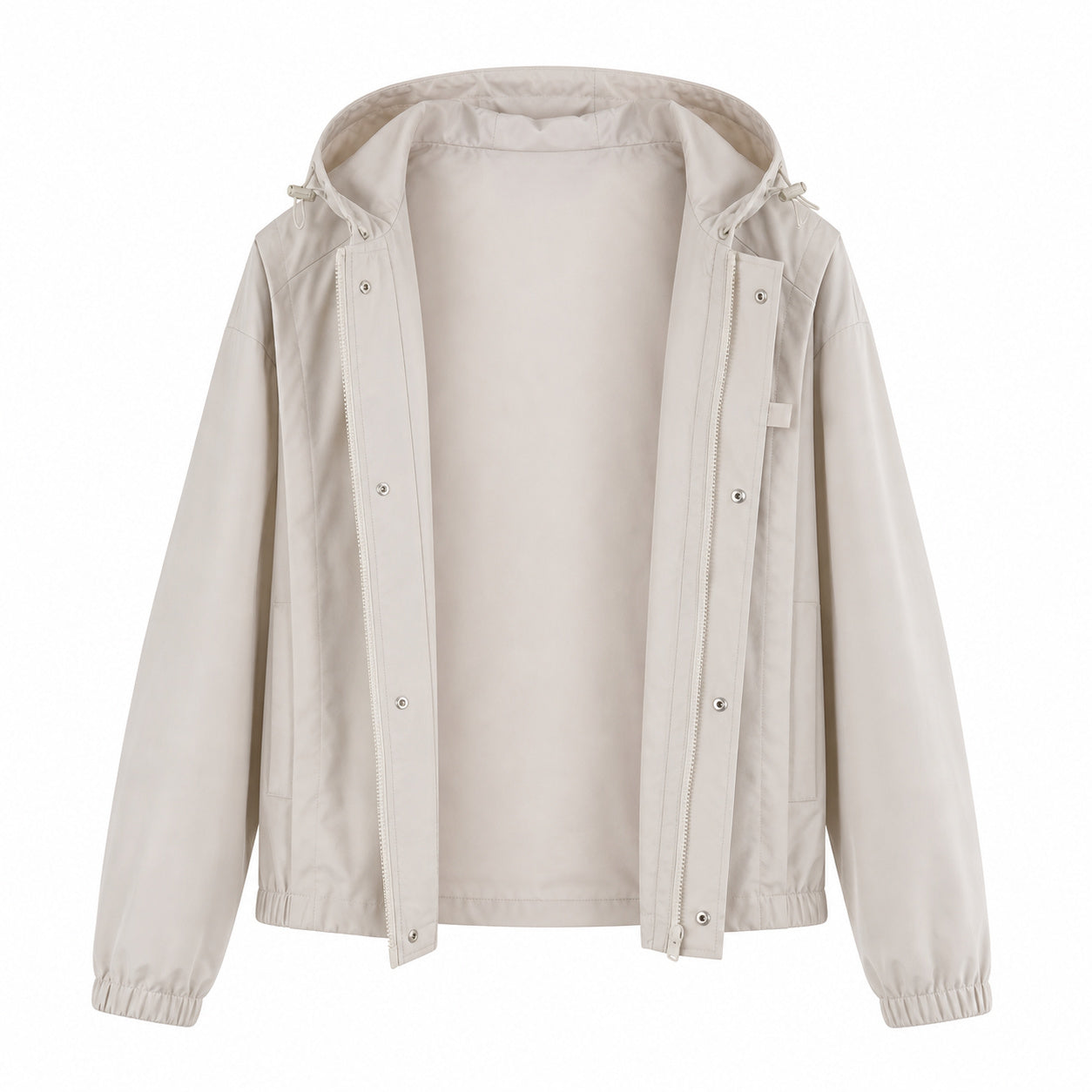 Logo-Back Hooded Windbreaker – Pearl Grey