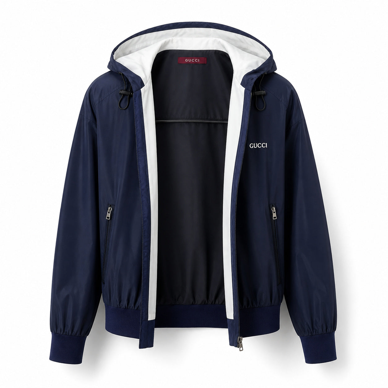Hooded Technical Zip Jacket – Midnight Navy
