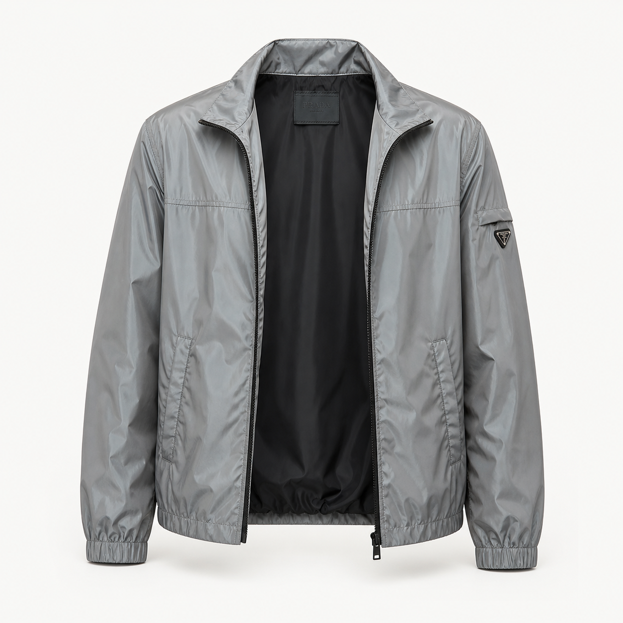 Lightweight Technical Nylon Windbreaker Jacket – Silver Grey