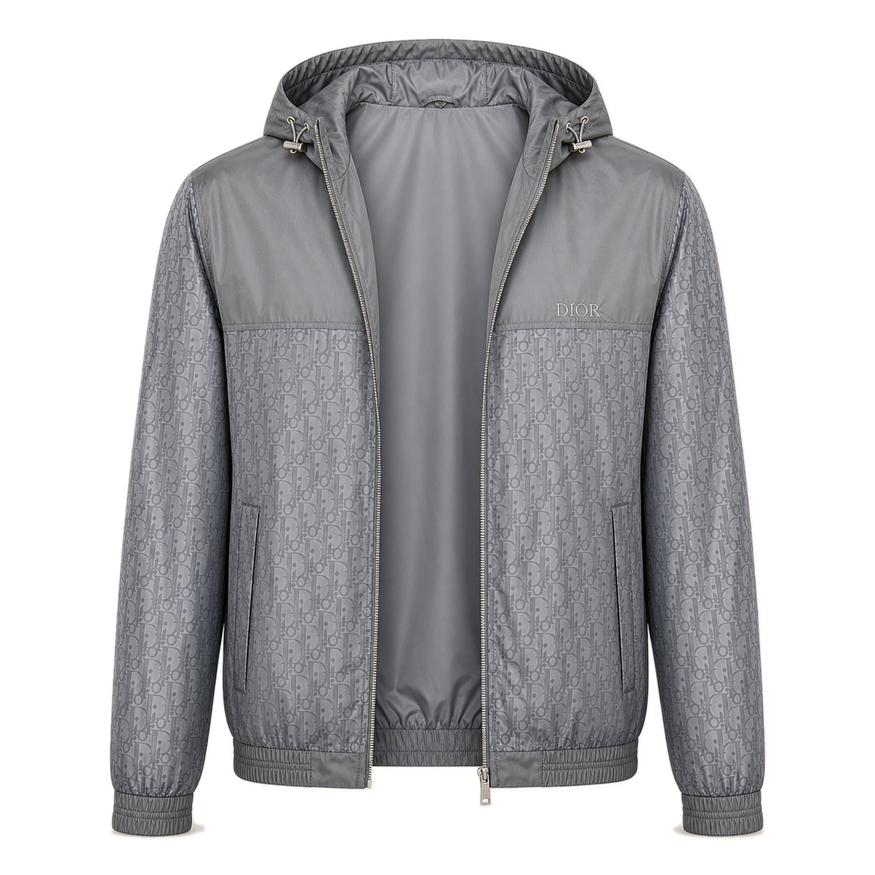 Oblique Technical Hooded Windbreaker – Grey