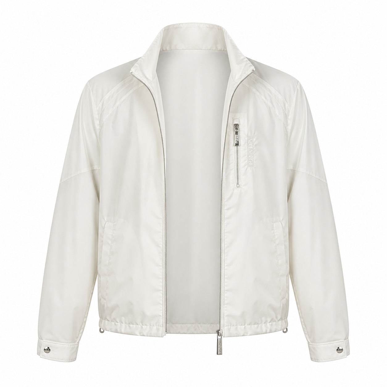 Zip-Pocket Nylon Bomber Jacket – Ivory