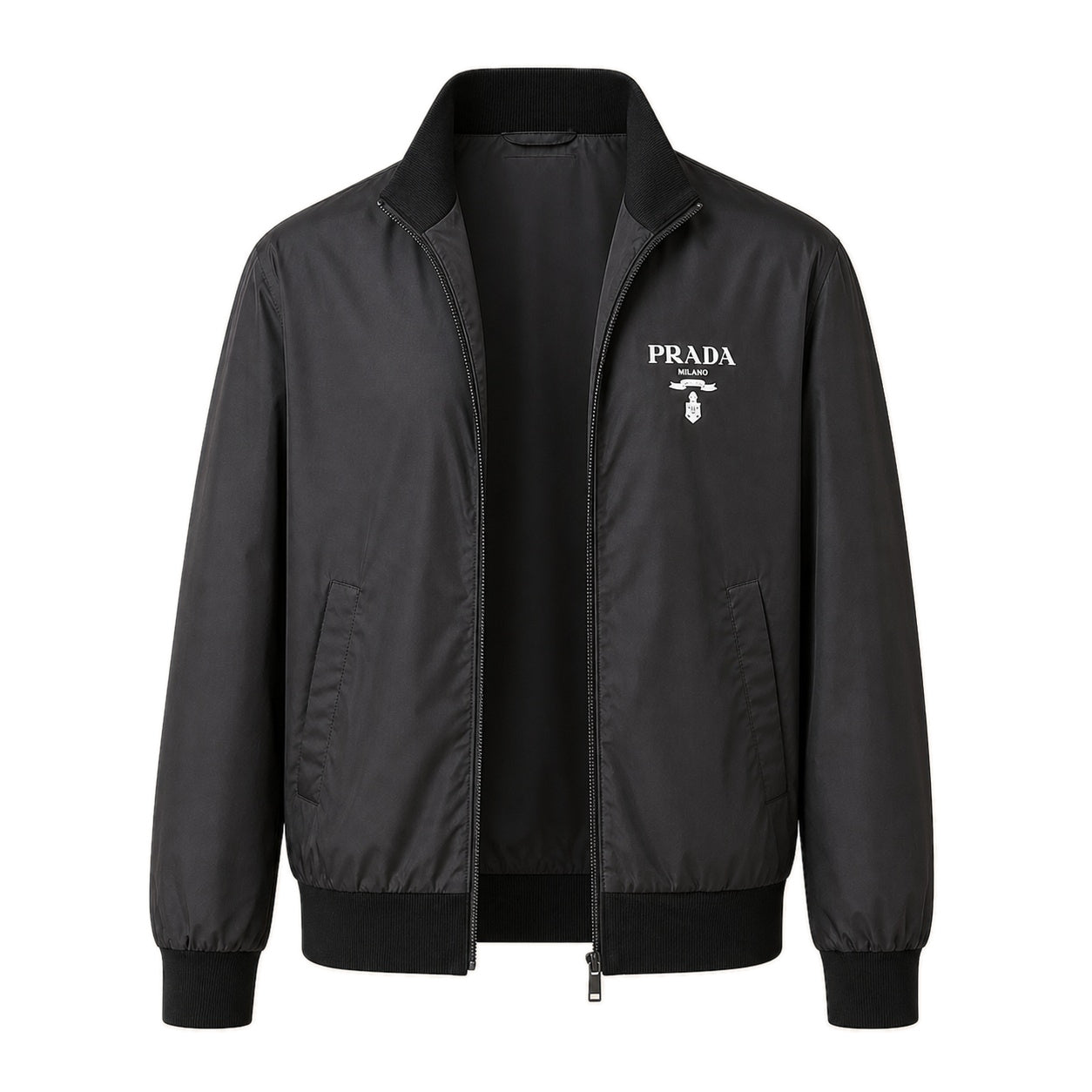 Logo Nylon Bomber Jacket – Black