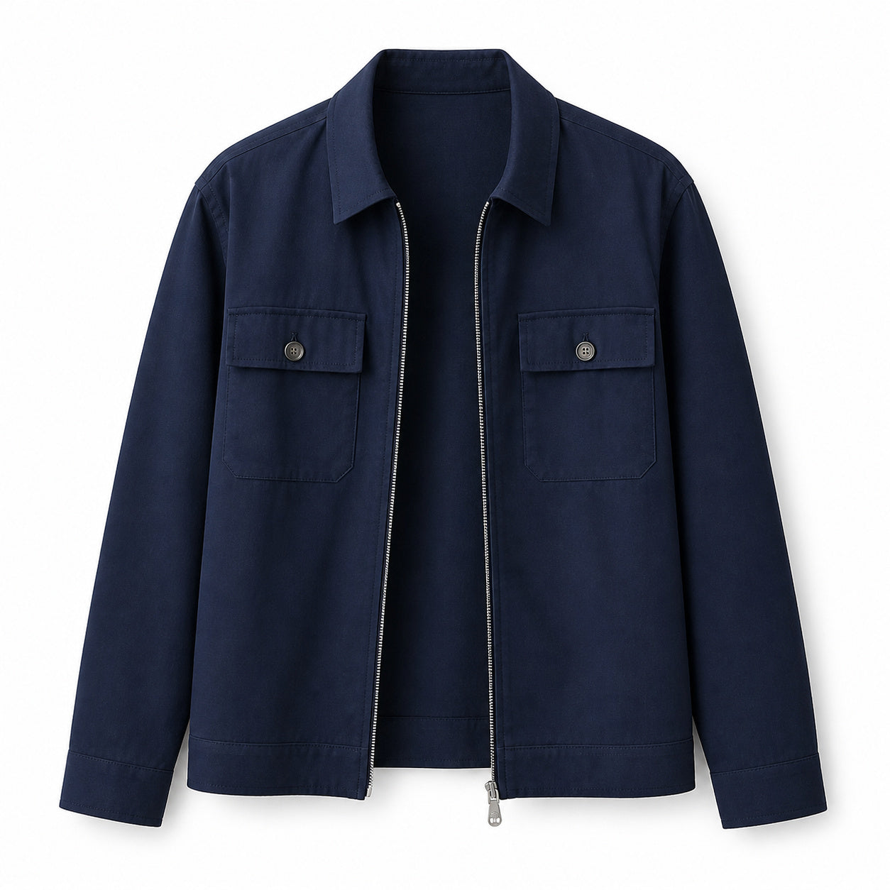 Flap-Pocket Zip Shirt Jacket – Deep Navy