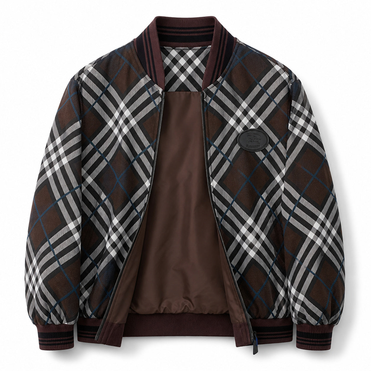 Check Bomber Jacket – Espresso Brown