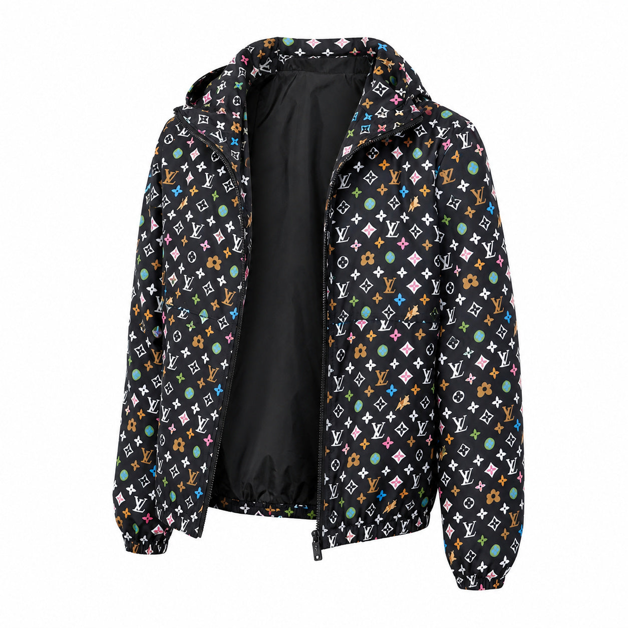 Multicolour Monogram Hooded Jacket – Black